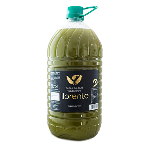 PET Carafe of 5 liters of Extra Virgin Olive Oil without filtering "LLORENTE"