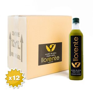Box Of 12 PET Bottles Of 1 Liter Of Extra Virgin Olive Oil “without Filtering” “LLORENTE”