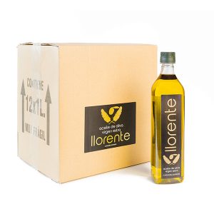 Box Of 12 PET Bottles Of 1 Liter Of Extra Virgin Olive Oil “LLORENTE”